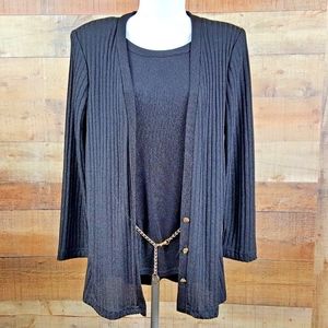 Olivia Rose New York Blouse Women's 2-Pc Look Size 8 Black Long Sleeve